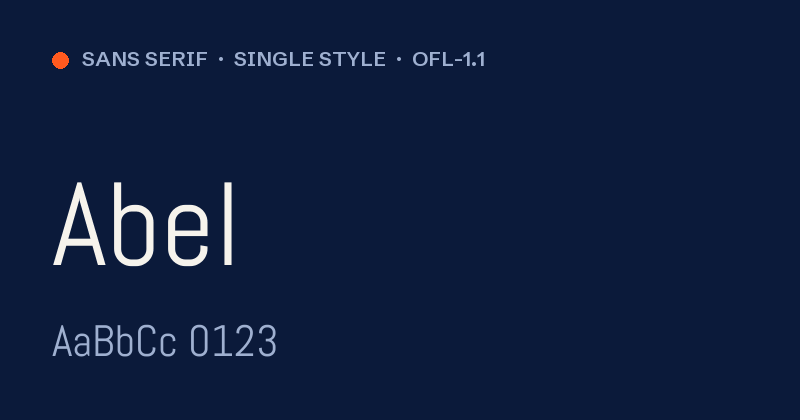 Abel font preview card