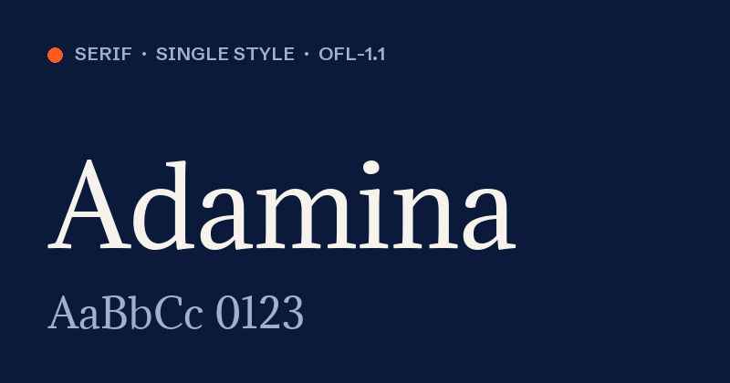 Adamina font preview card