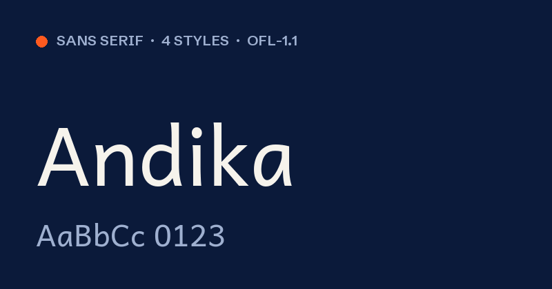 Anteprima del font Andika