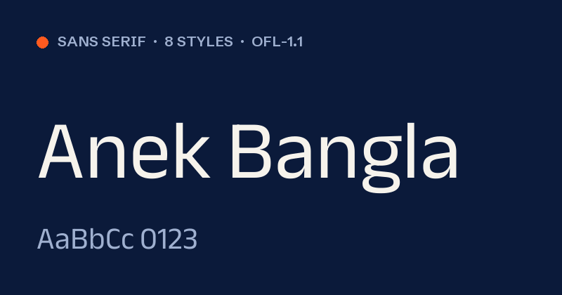 Anteprima del font Anek Bangla