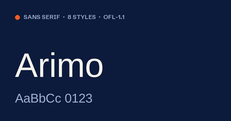 Arimo font preview card