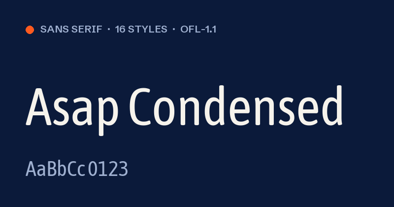 Voorbeeld van het font Asap Condensed