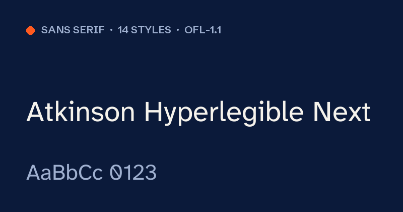Anteprima del font Atkinson Hyperlegible Next
