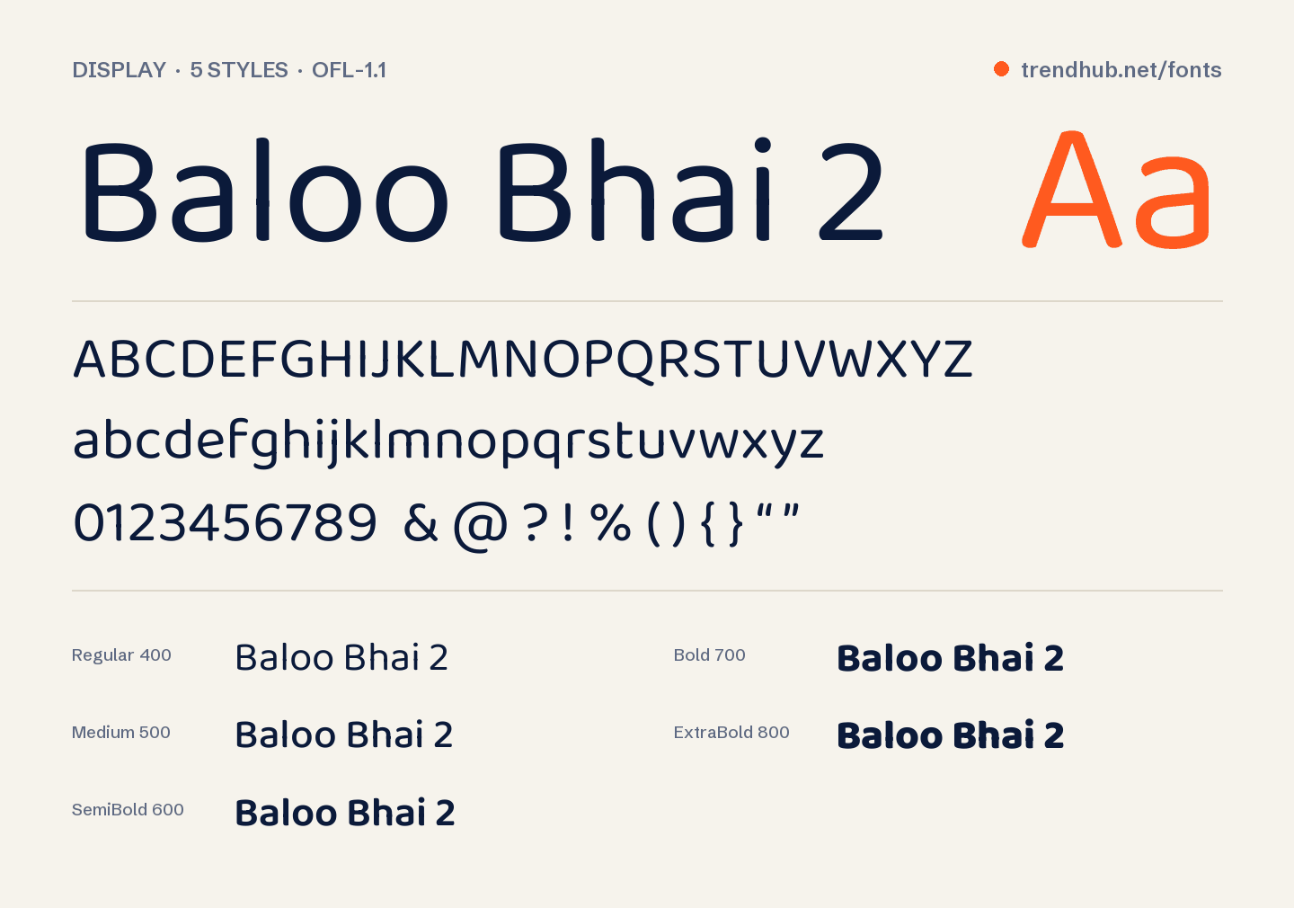 Образец шрифта Baloo Bhai 2