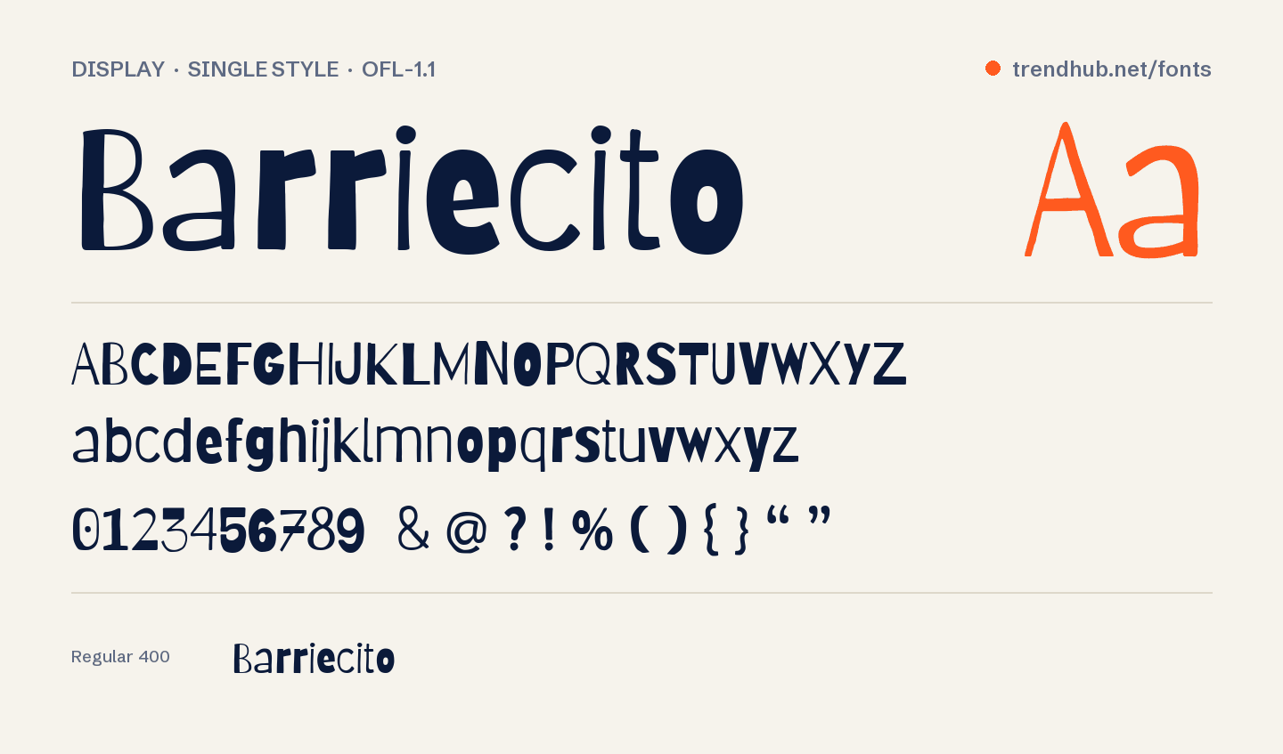 Образец шрифта Barriecito