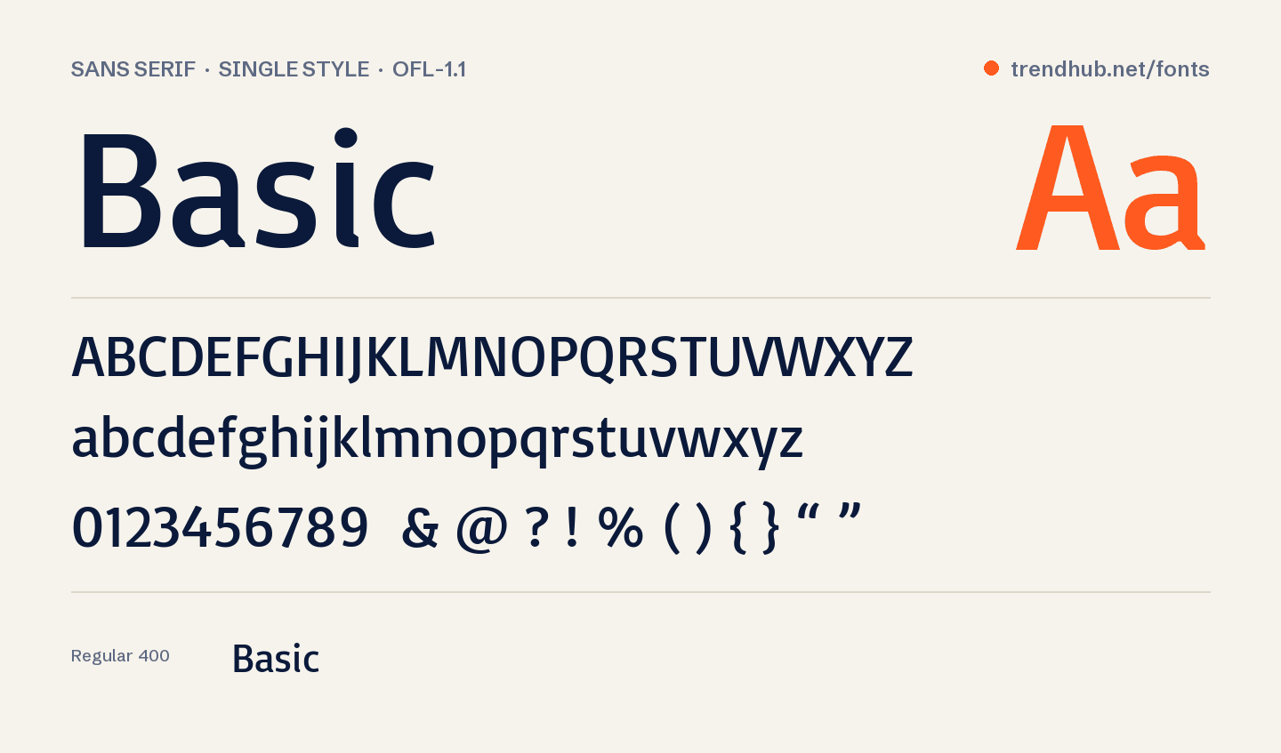 Specimen van het font Basic
