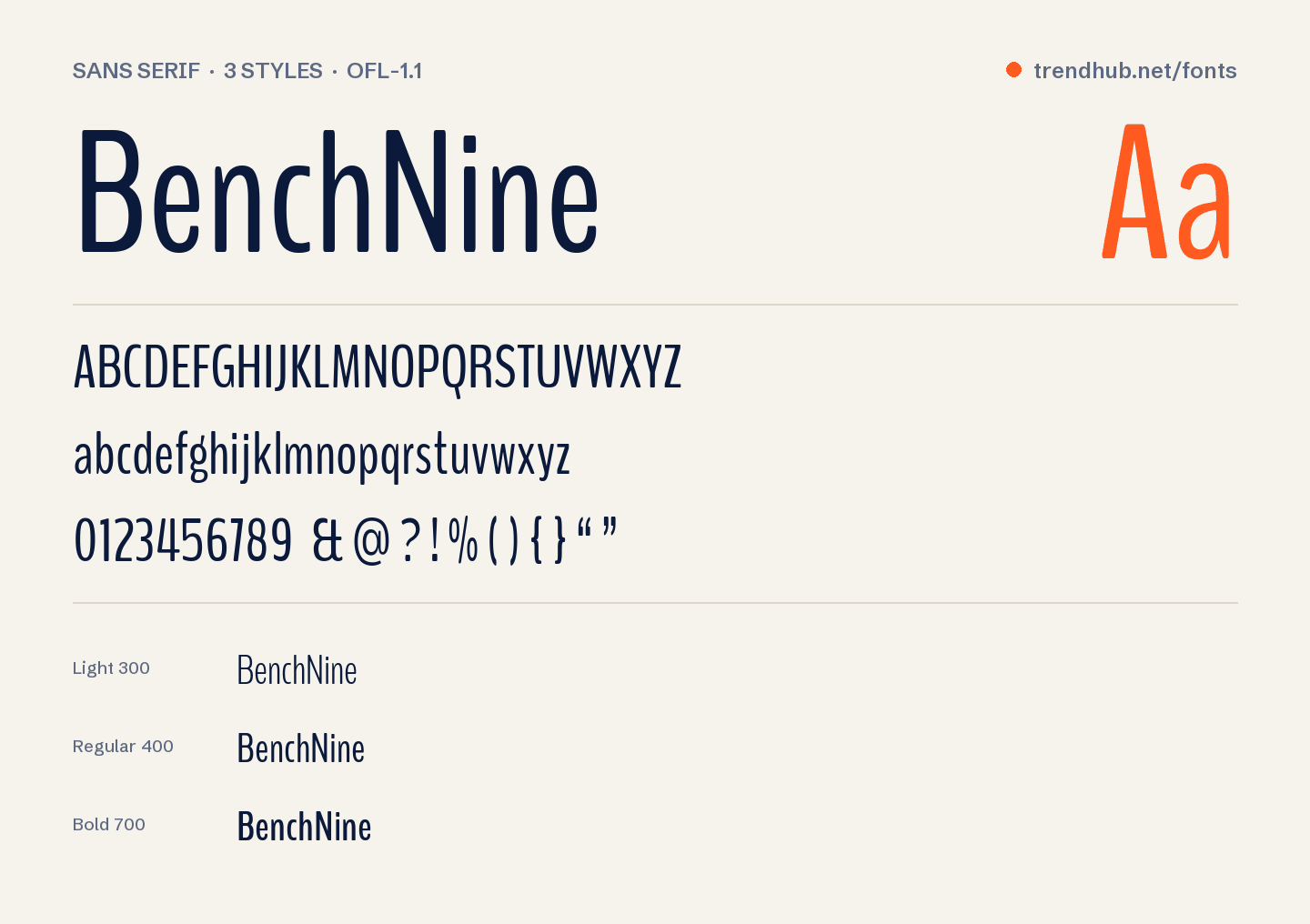 Schriftmuster von BenchNine
