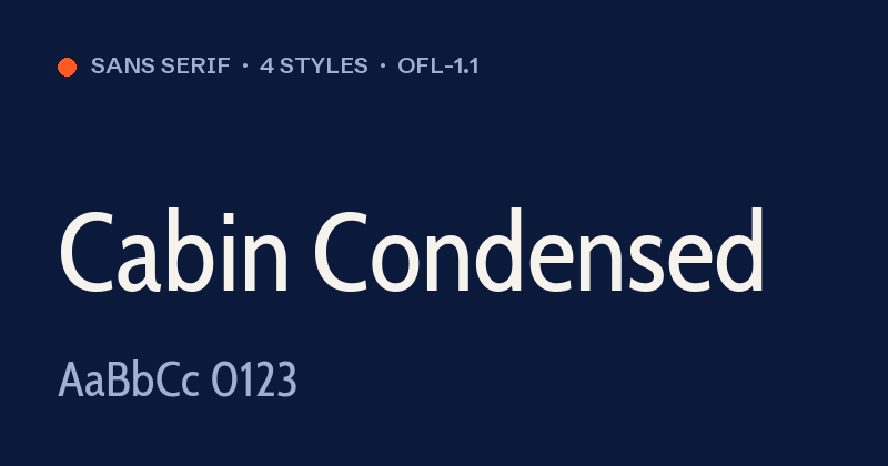 Anteprima del font Cabin Condensed