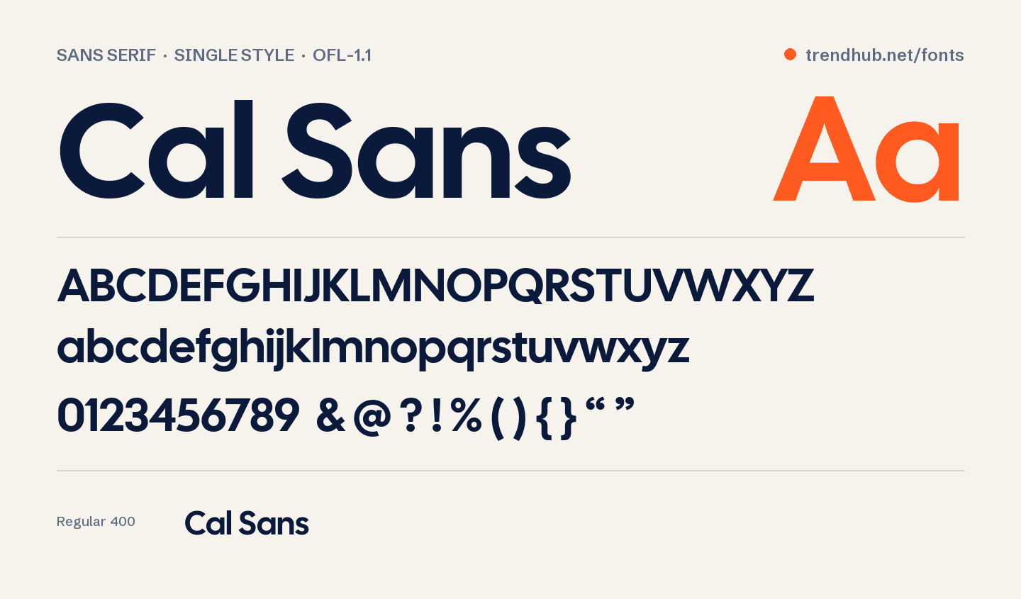 Specimen van het font Cal Sans