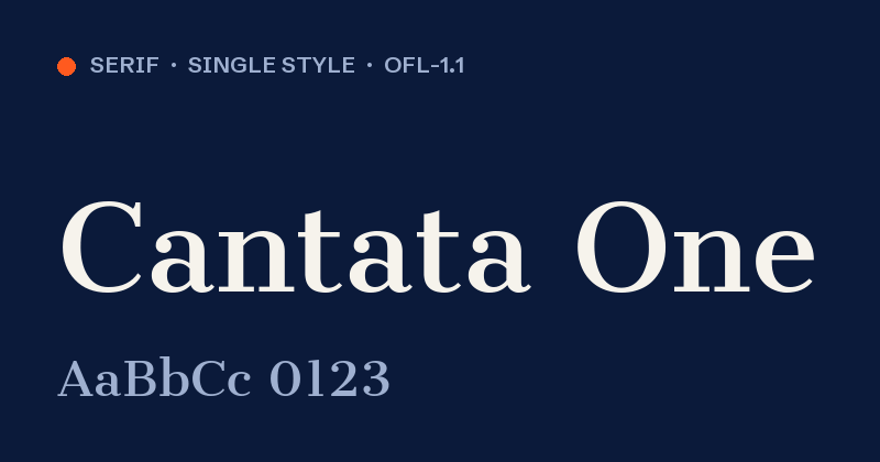Cantata One font preview card