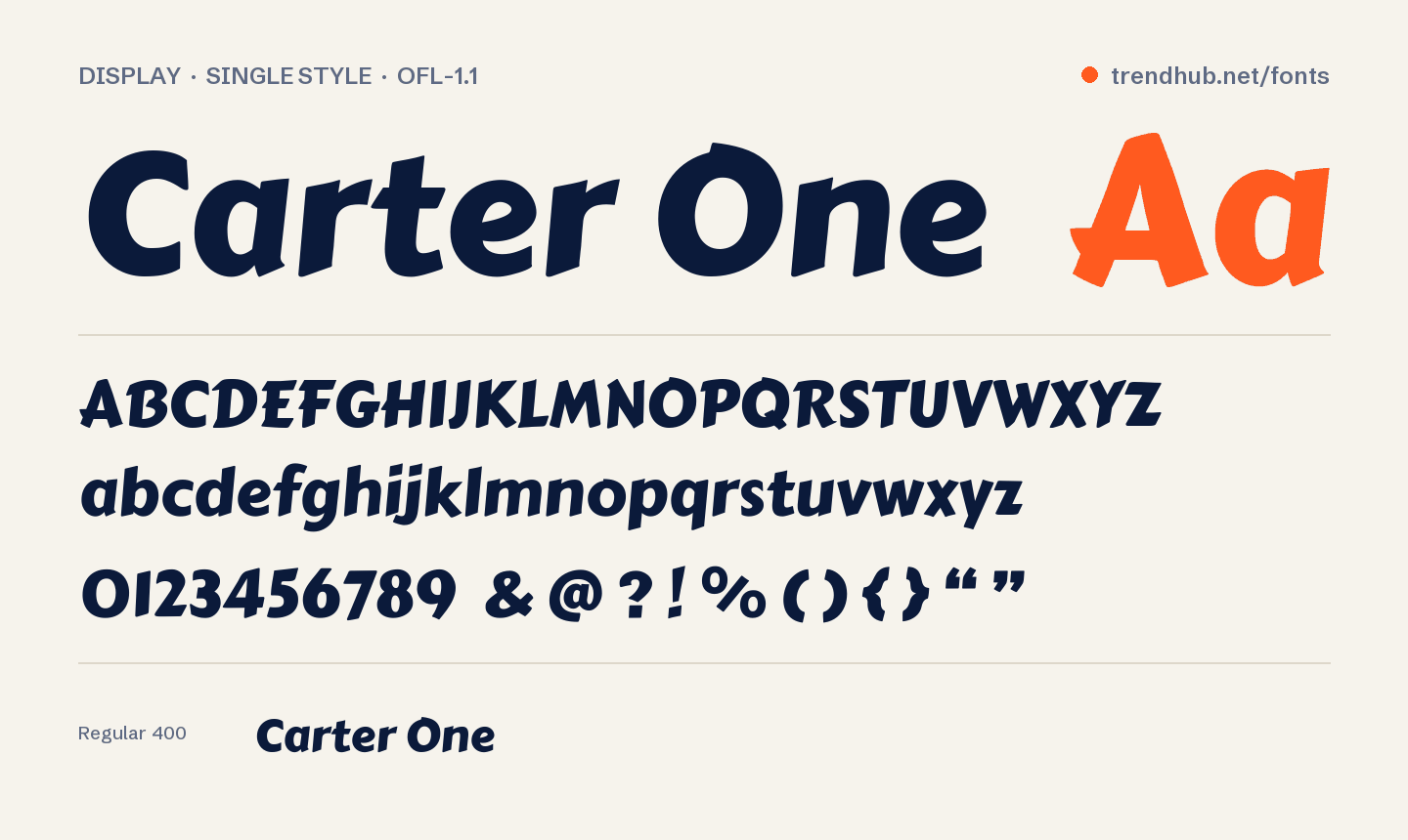 Specimen van het font Carter One
