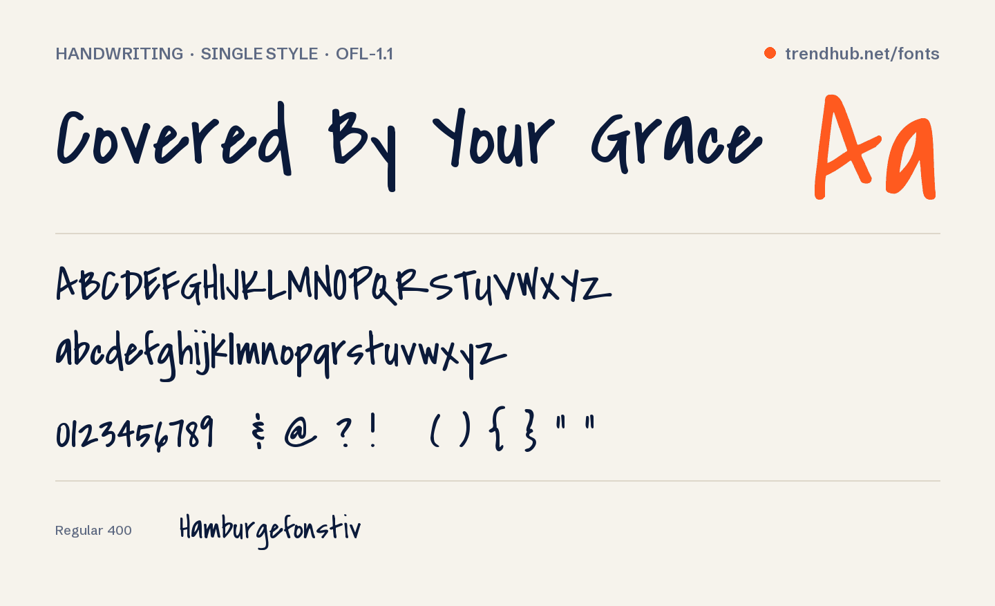 Образец шрифта Covered By Your Grace