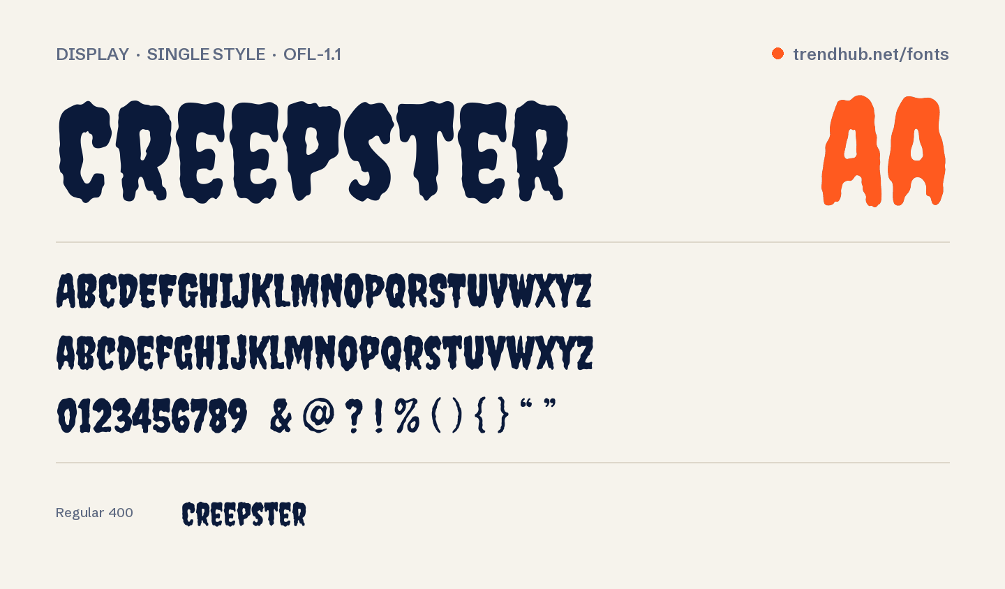 Espécimen de la fuente Creepster