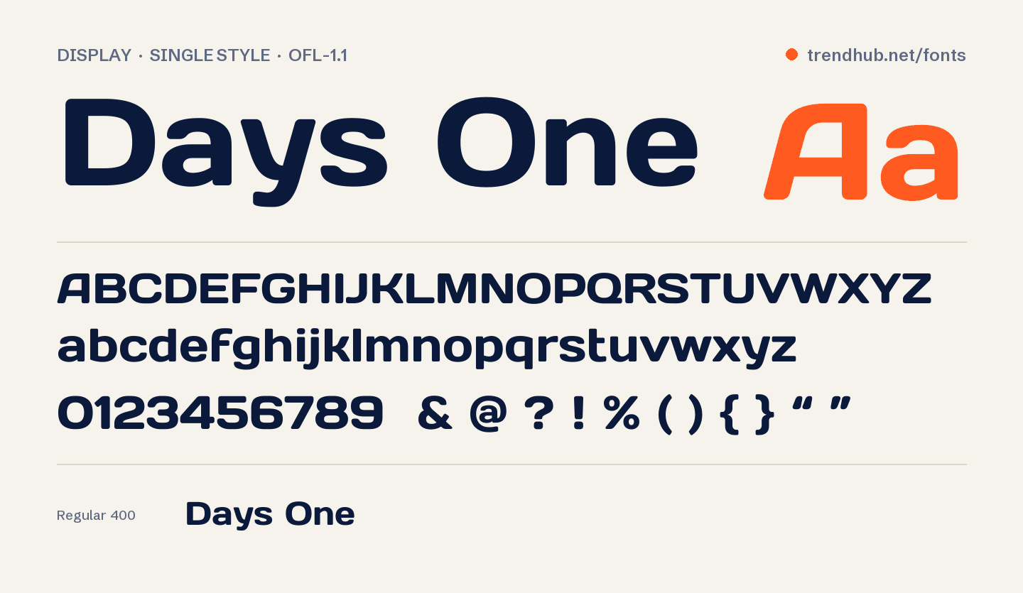 Specimen del font Days One