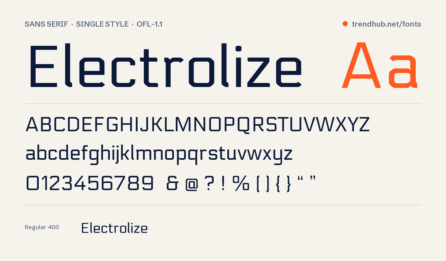 Espécimen de la fuente Electrolize