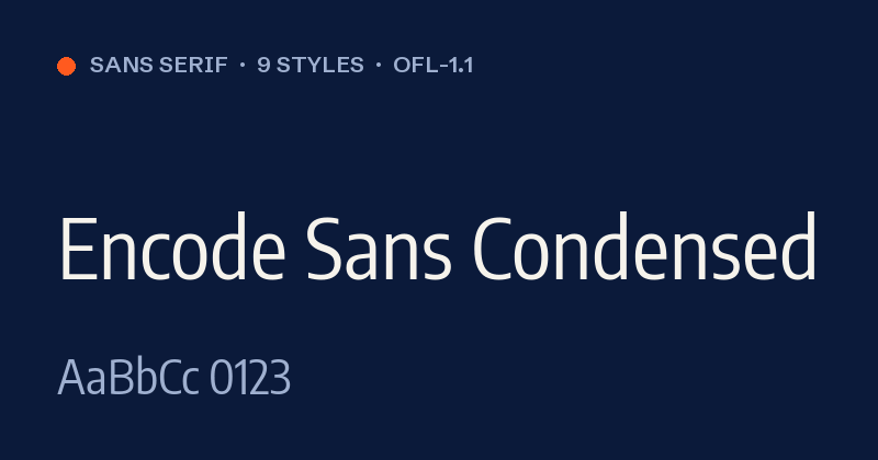 Voorbeeld van het font Encode Sans Condensed
