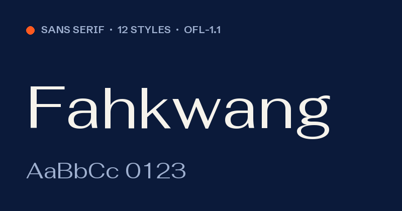 Voorbeeld van het font Fahkwang