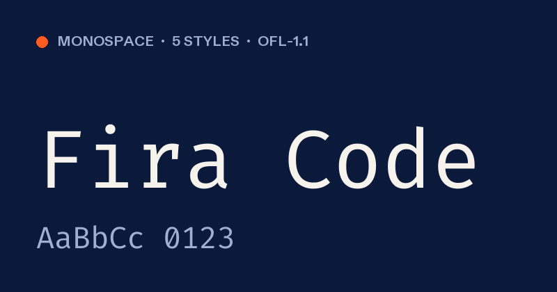 Fira Code font preview card