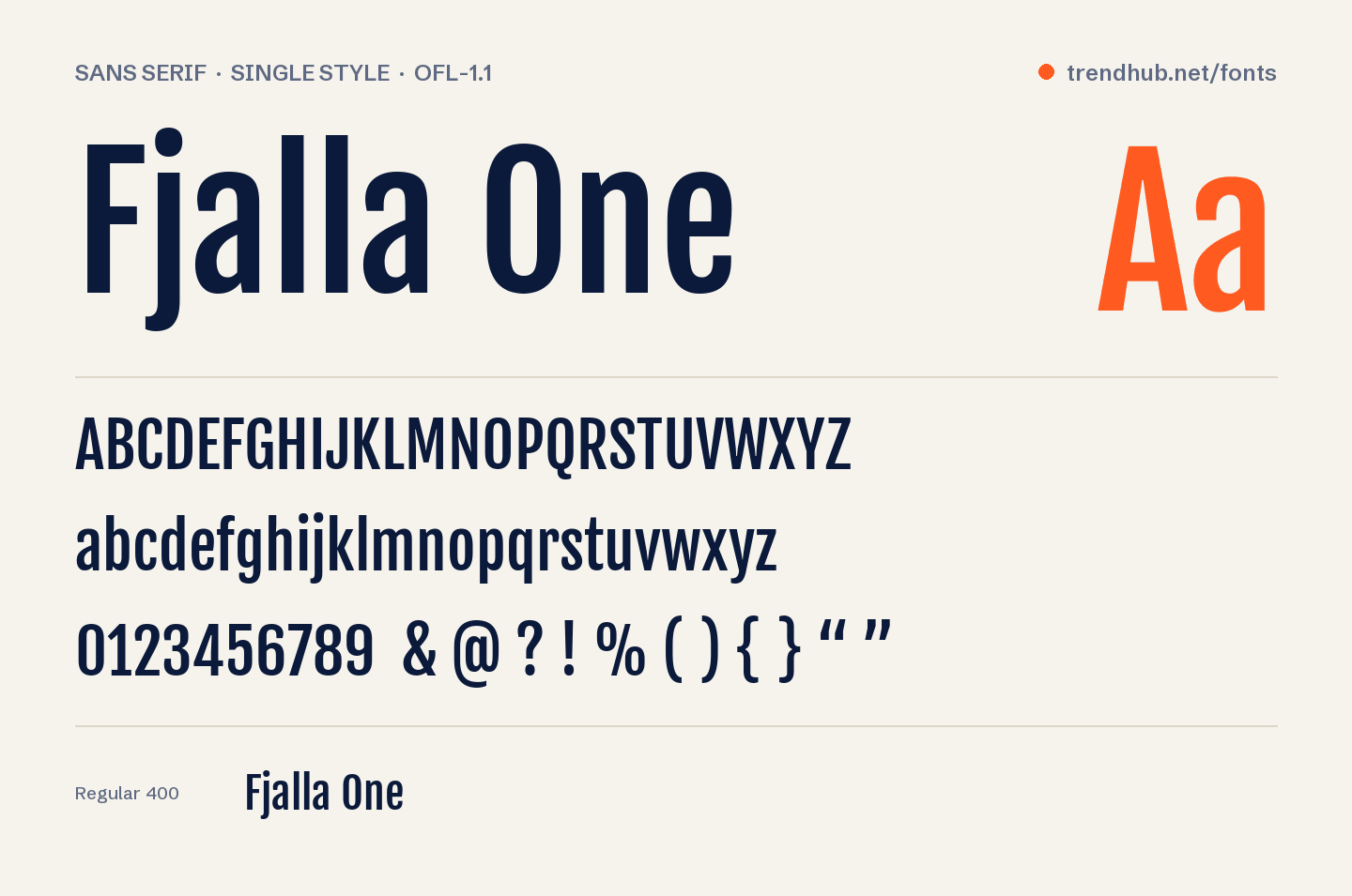 Schriftmuster von Fjalla One