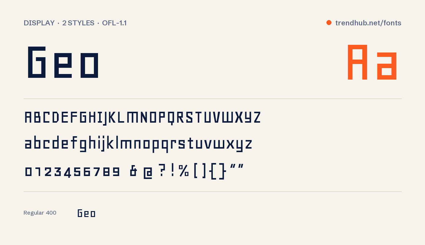 Specimen van het font Geo