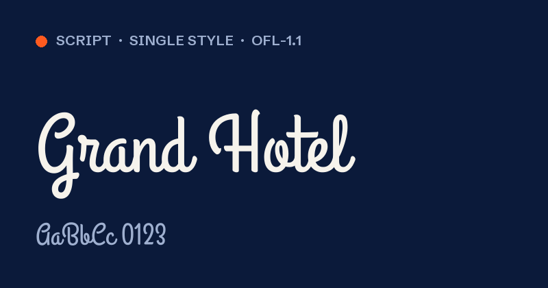 Grand Hotel font preview card