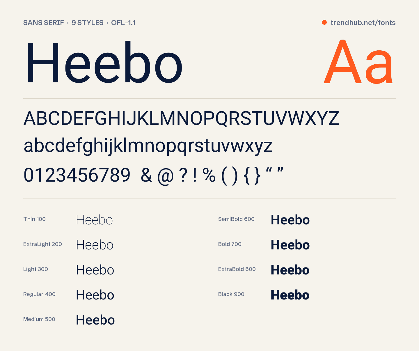Δείγμα της γραμματοσειράς Heebo