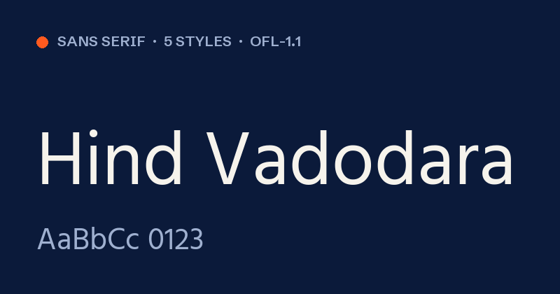 Превью шрифта Hind Vadodara
