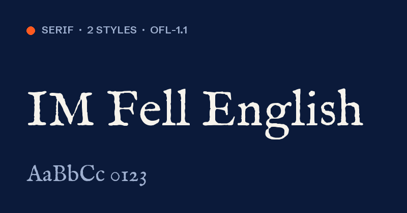 Vista previa de la fuente IM Fell English