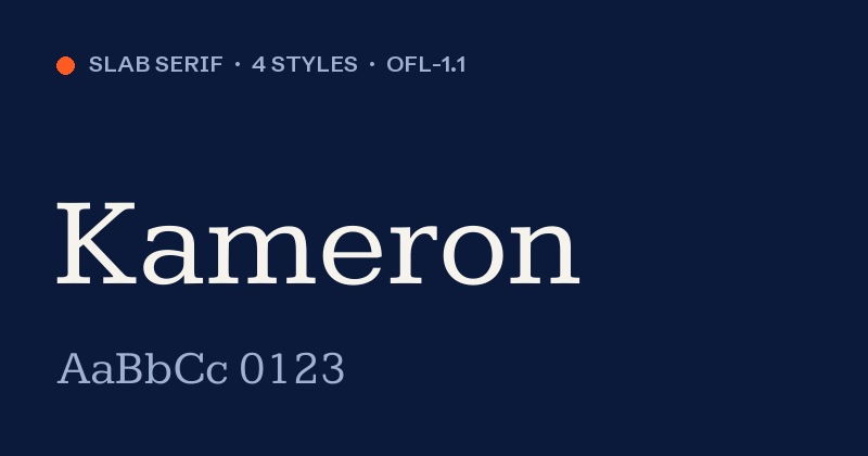 Voorbeeld van het font Kameron