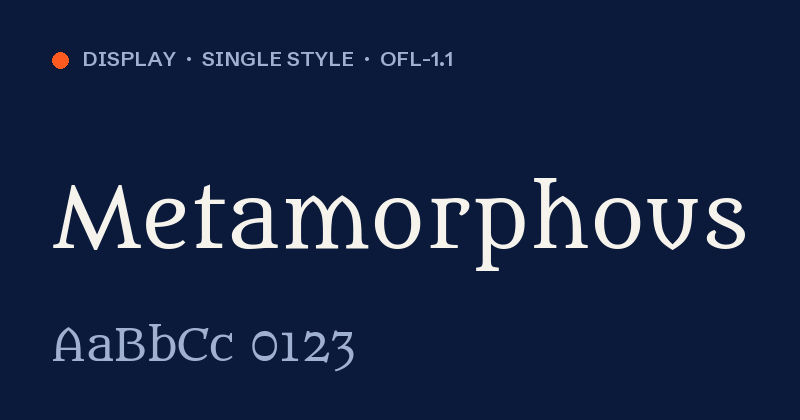 Voorbeeld van het font Metamorphous