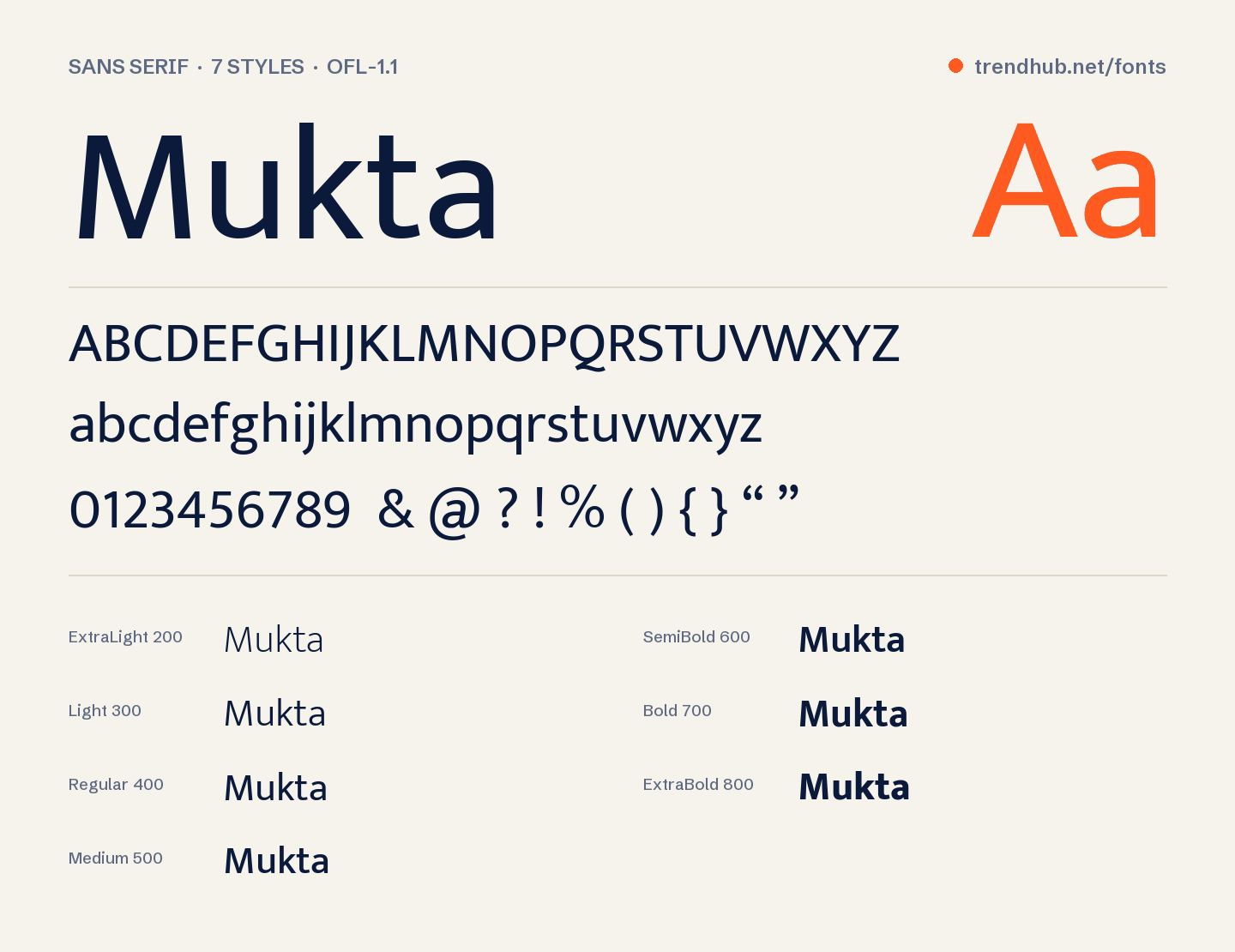 Schriftmuster von Mukta