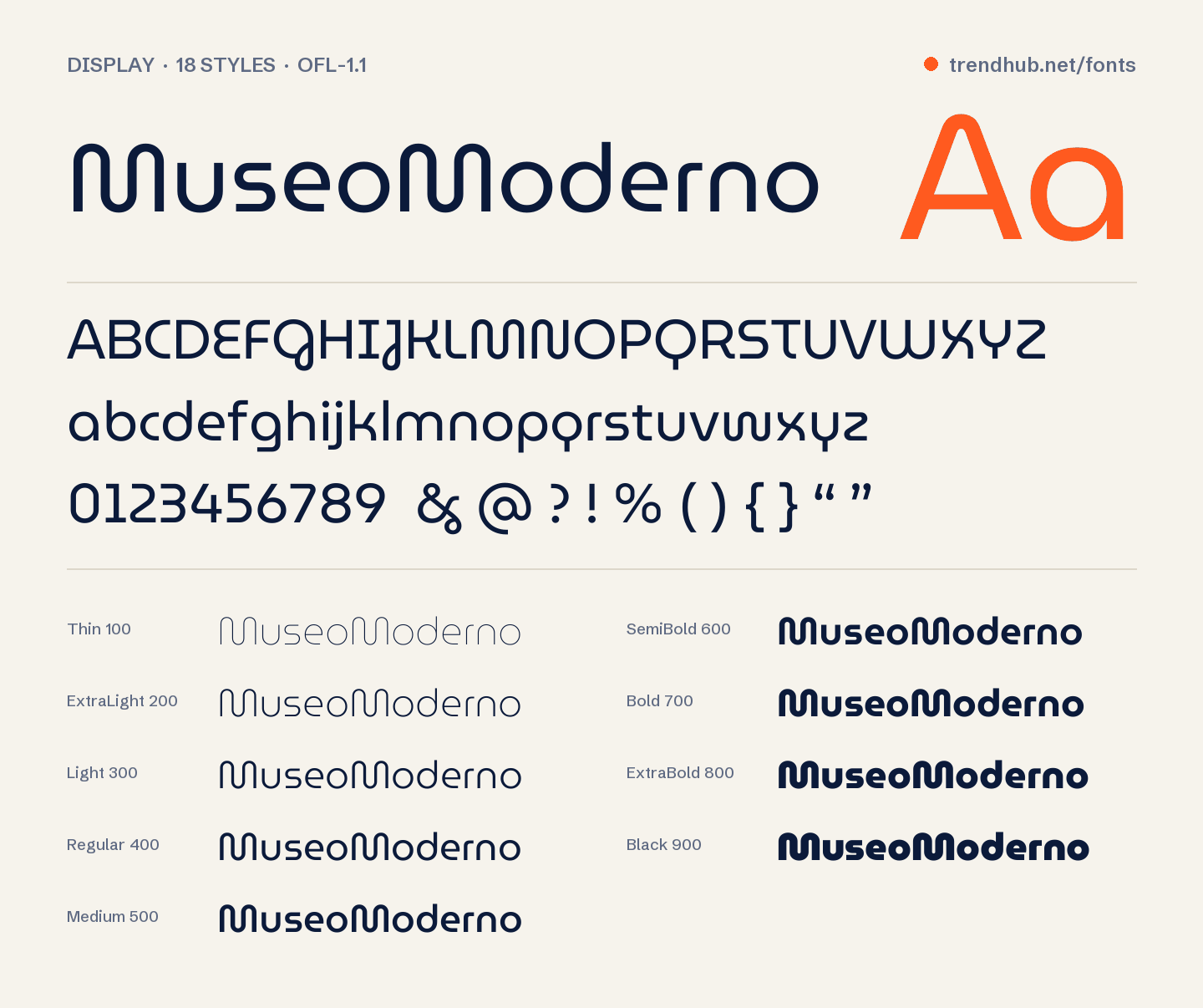 Specimen van het font MuseoModerno