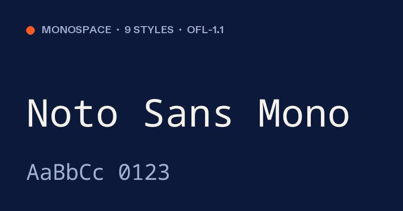 Προεπισκόπηση της γραμματοσειράς Noto Sans Mono