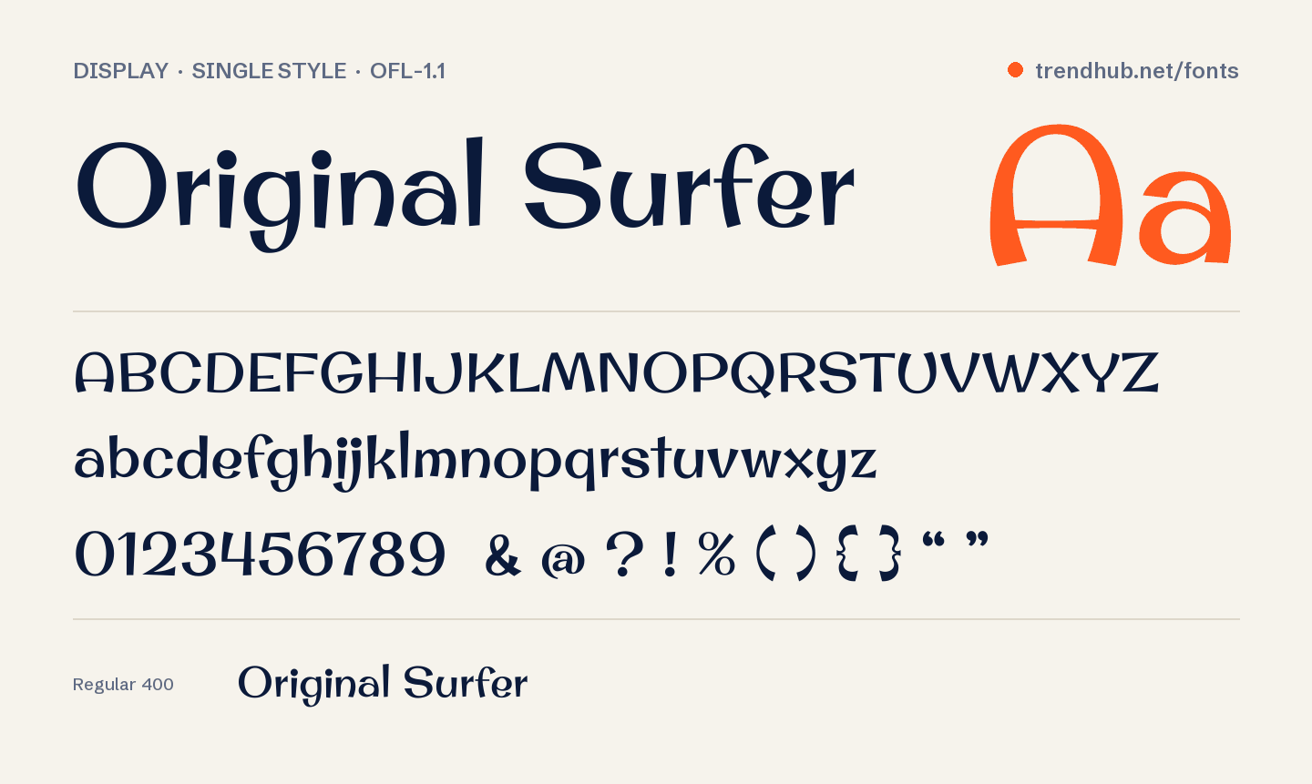 Specimen van het font Original Surfer