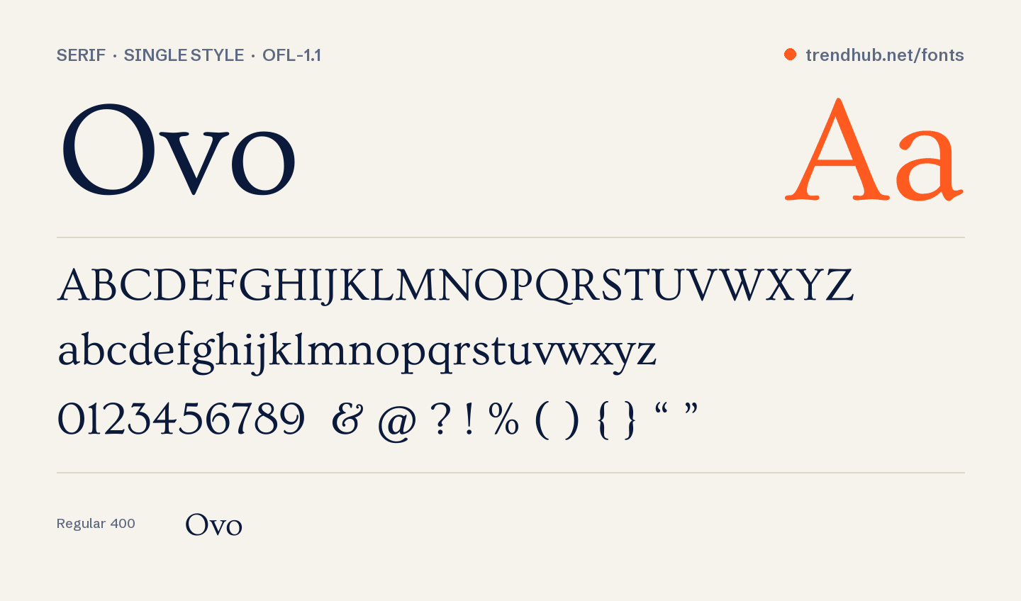 Specimen van het font Ovo