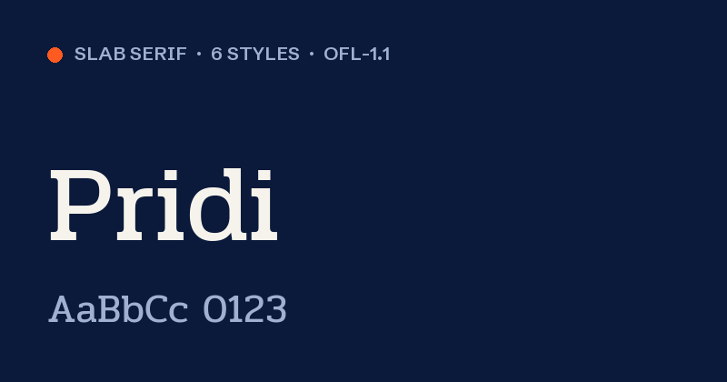 Voorbeeld van het font Pridi