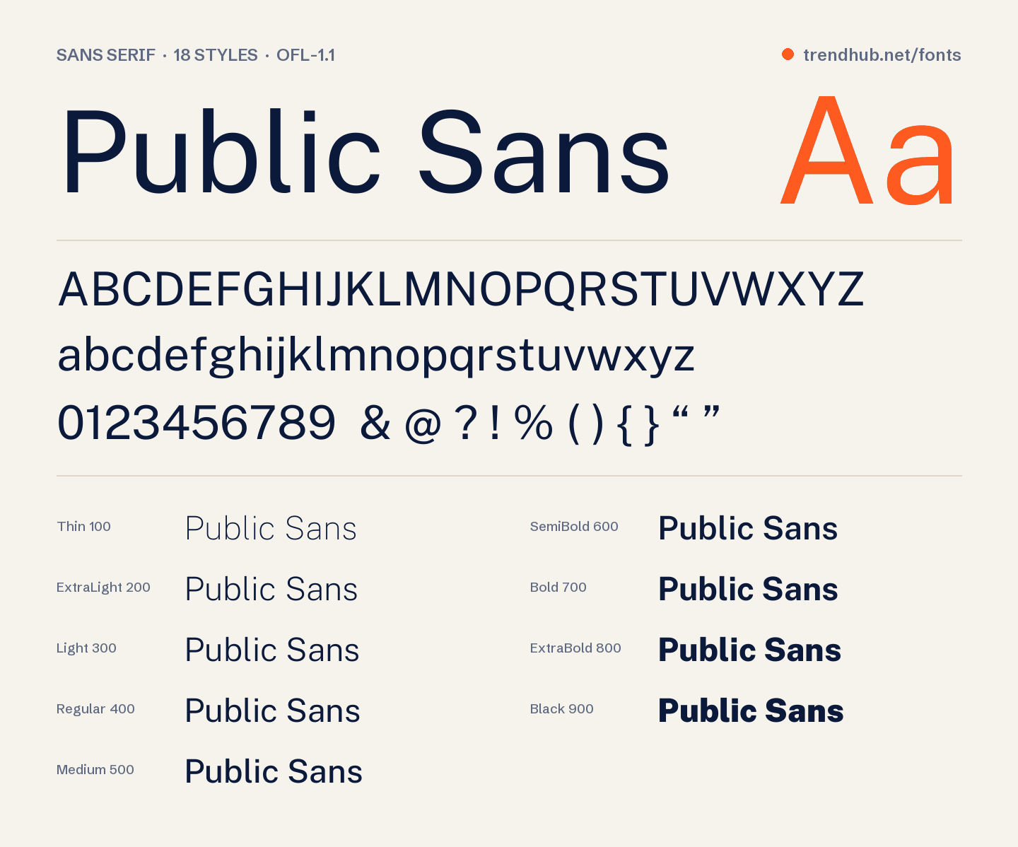 Schriftmuster von Public Sans