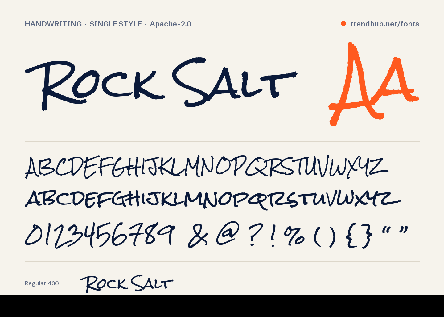 Specimen van het font Rock Salt