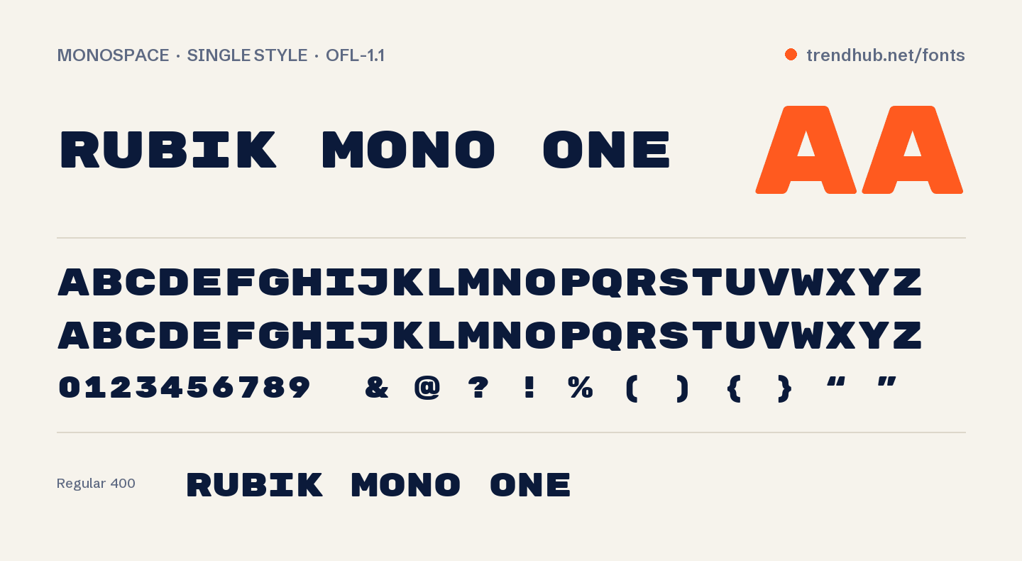 Schriftmuster von Rubik Mono One