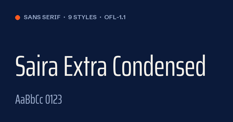 Превью шрифта Saira Extra Condensed