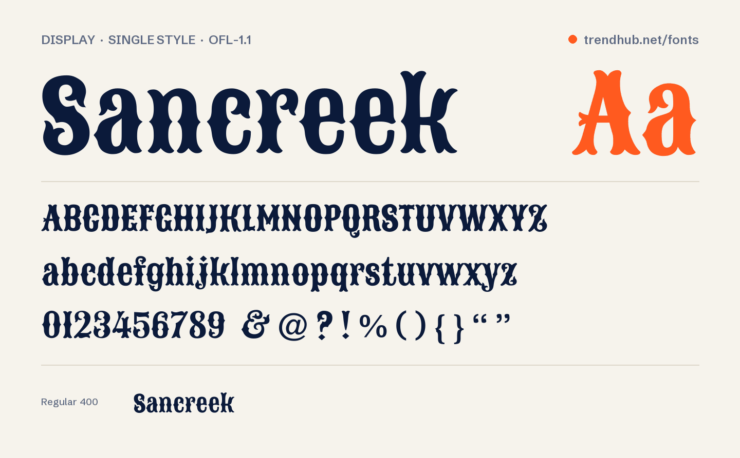 Espécimen de la fuente Sancreek