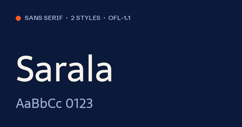 Voorbeeld van het font Sarala