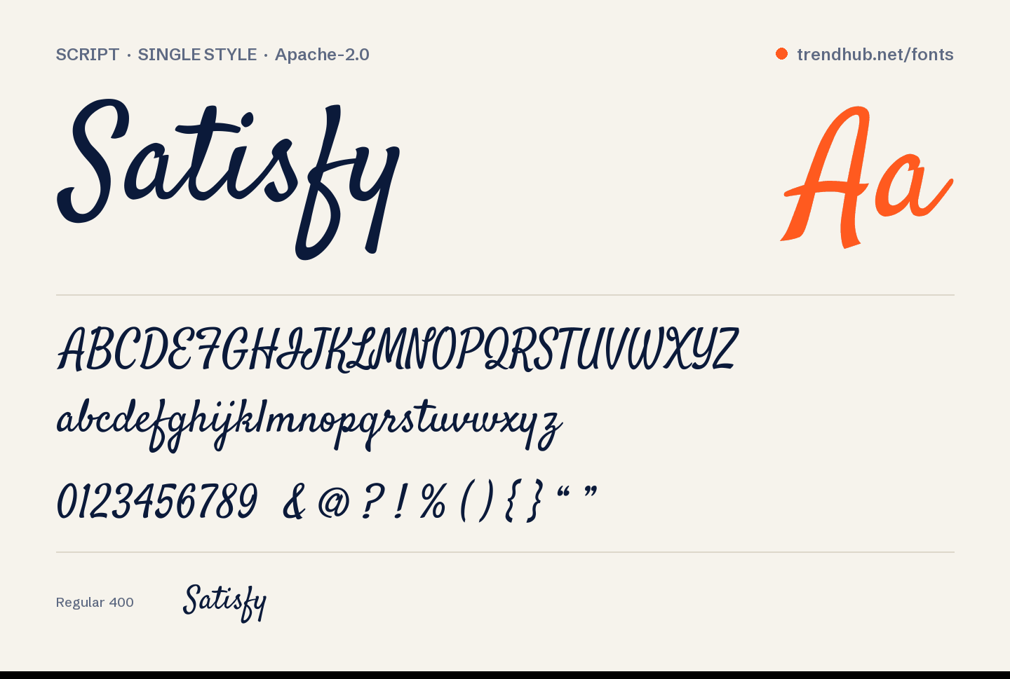 Schriftmuster von Satisfy