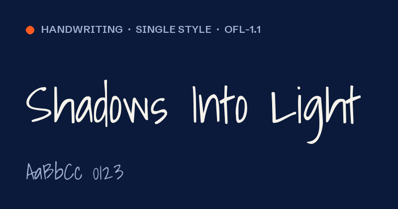 Shadows Into Light font preview card