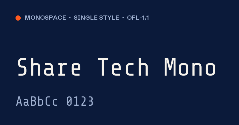 Voorbeeld van het font Share Tech Mono