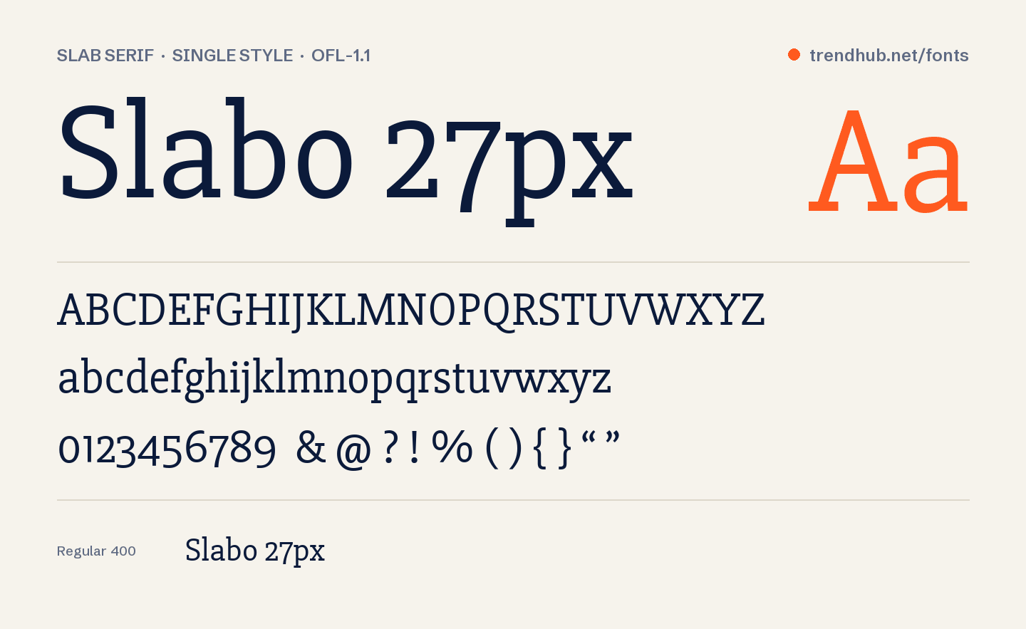 Δείγμα της γραμματοσειράς Slabo 27px
