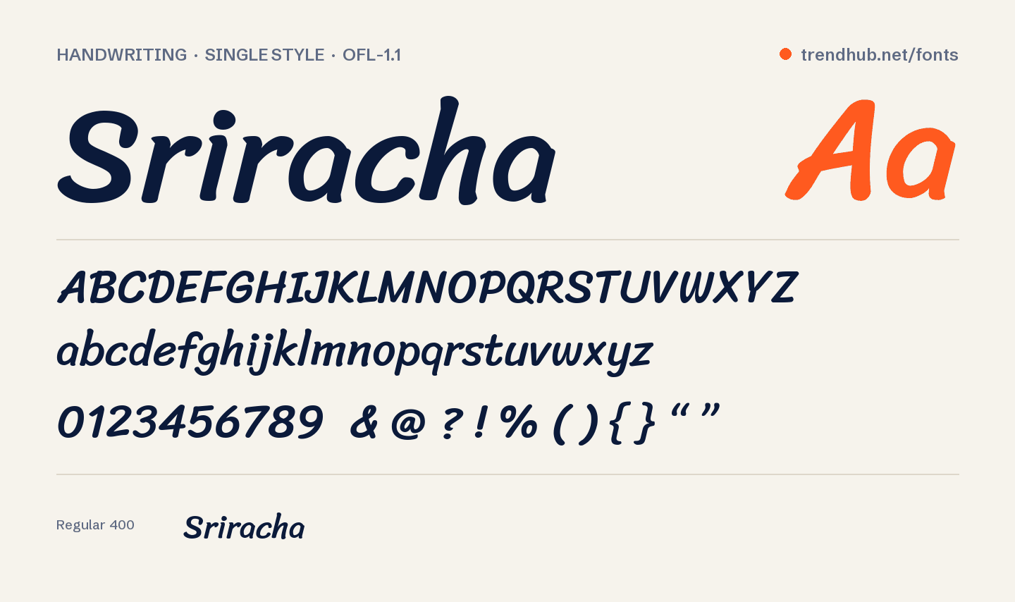 Specimen van het font Sriracha