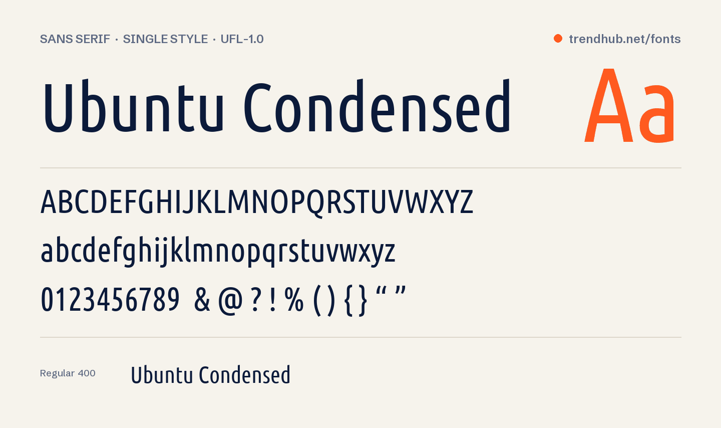 Schriftmuster von Ubuntu Condensed