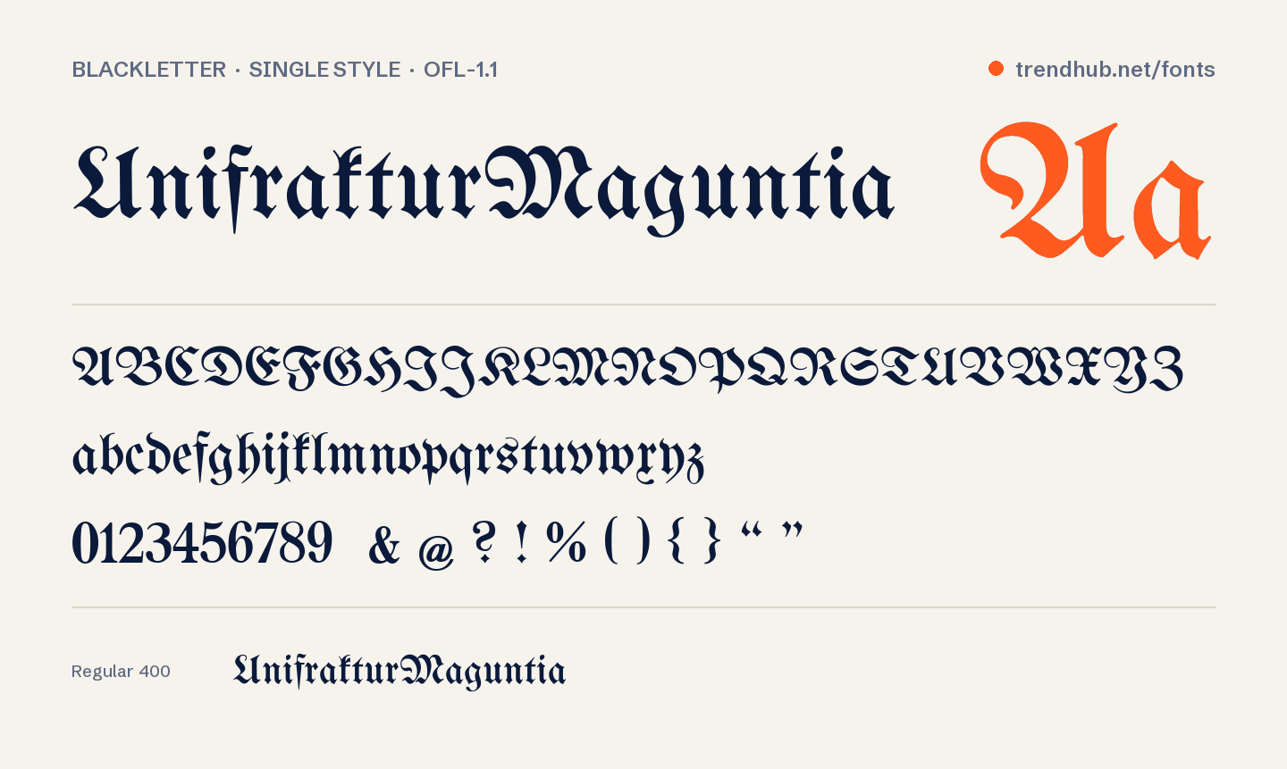Specimen del font UnifrakturMaguntia