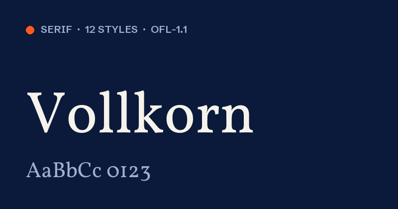 Vollkorn font preview card